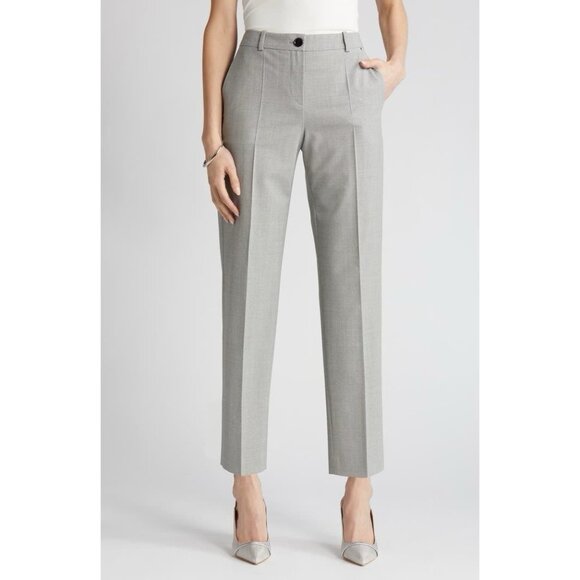 New Hugo Boss Womens Size 0 Gray Pants Tasewa Slim Fit Stretch Wool Blend - Picture 1 of 15